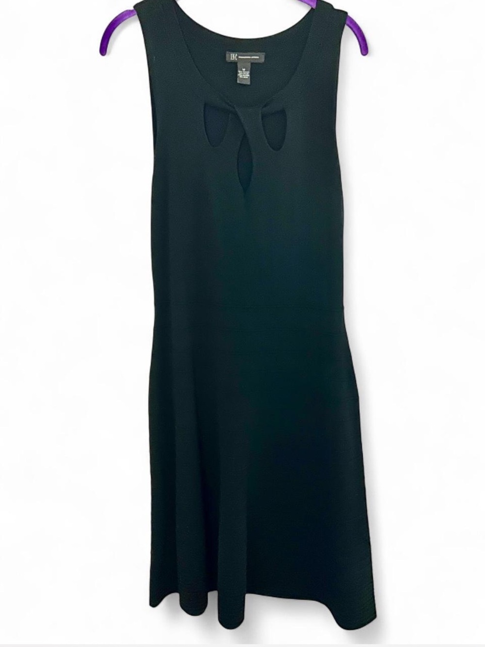 INC International Concepts Black Sleeveless Keyhole A-Line Dress